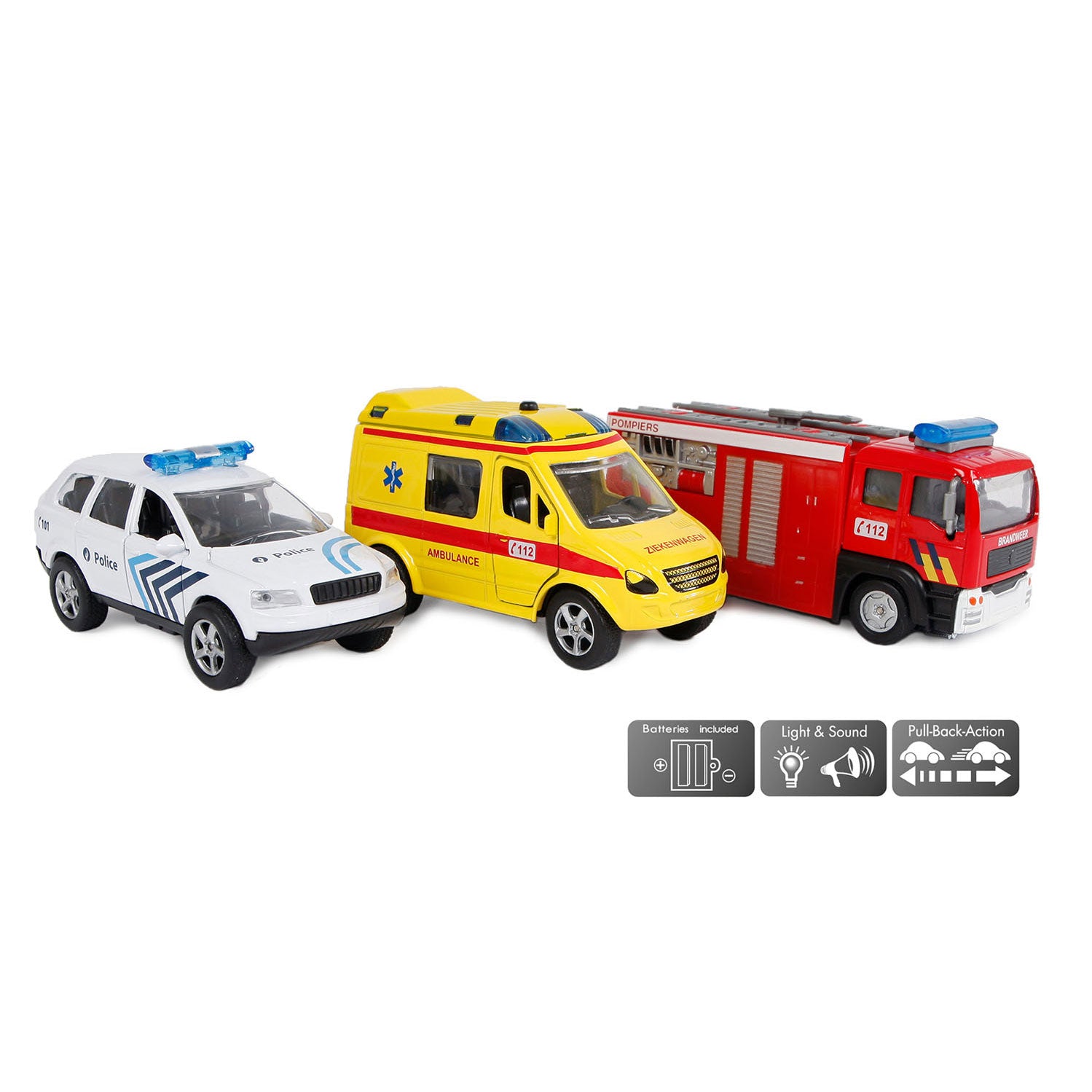 2-play die-cast hulpdienst voertuigen belgië