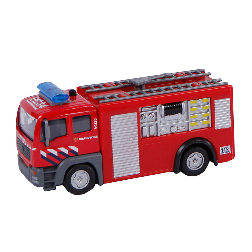 2-play die-cast pull back brandweer nl licht en geluid