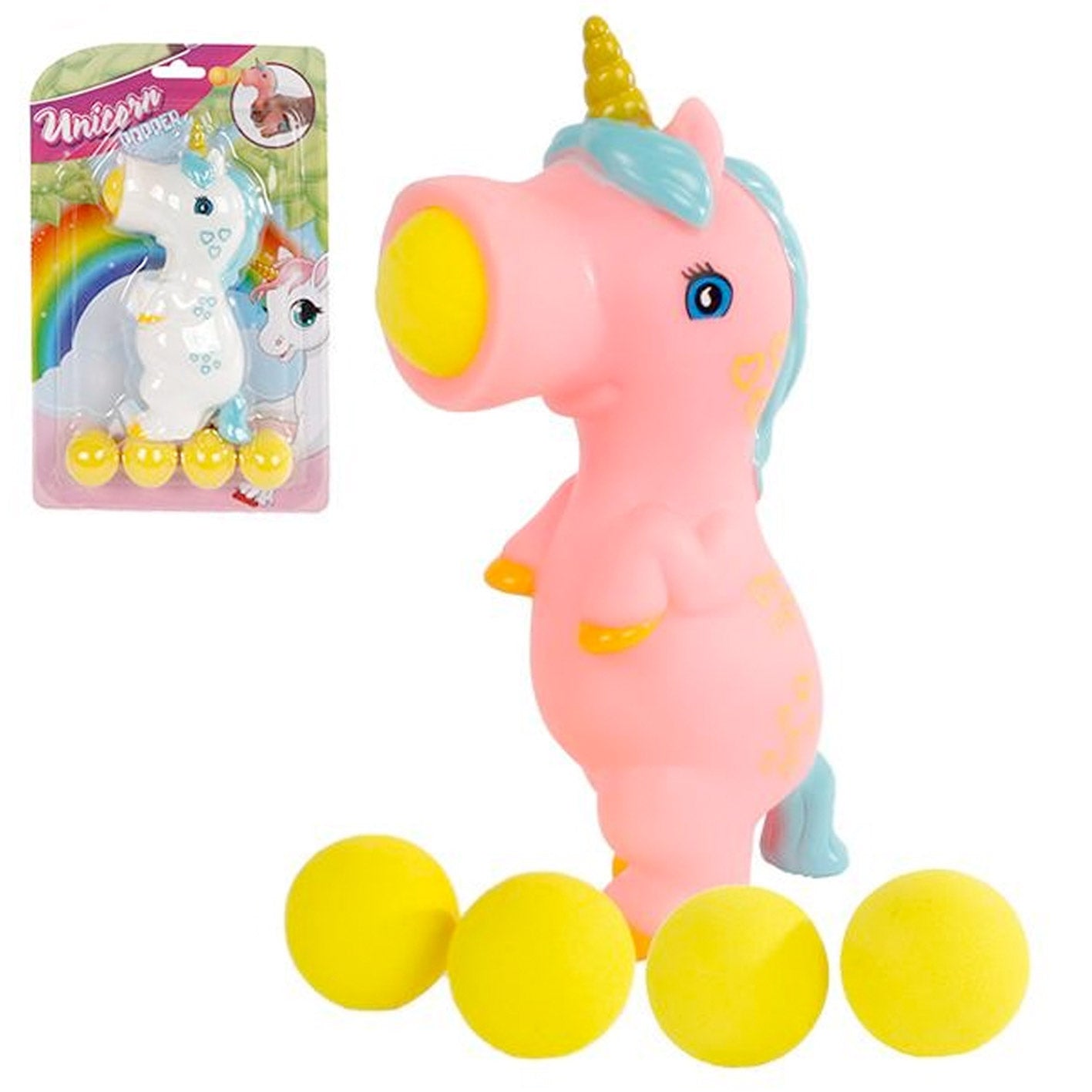 Unicorn shooter met 5 balletjes 16cm