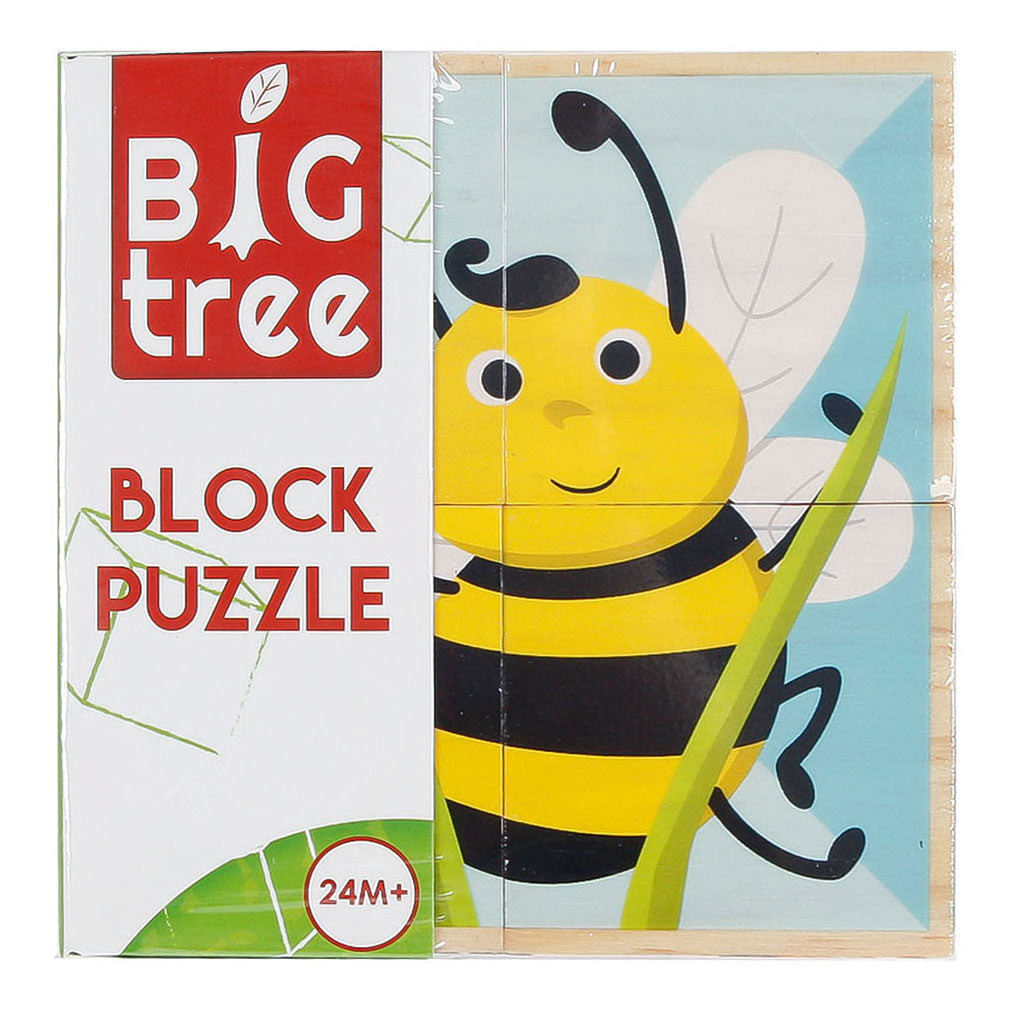 - Houten Blokpuzzel Dieren FSC 4 stuks