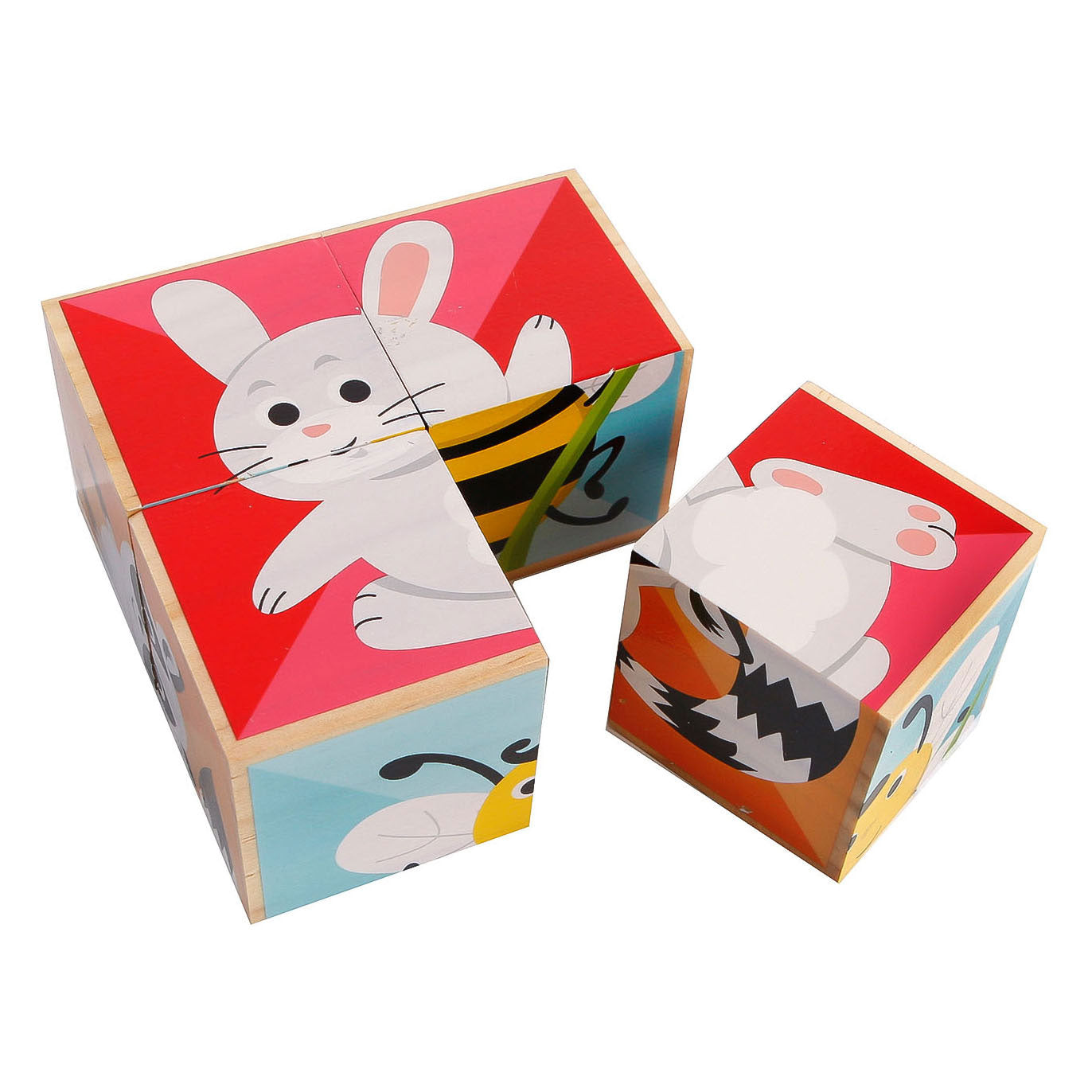 - Houten Blokpuzzel Dieren FSC 4 stuks