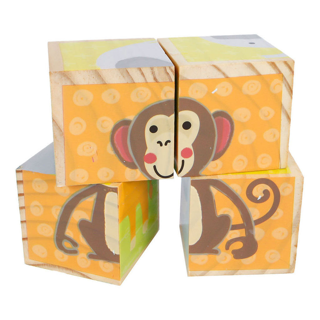 - Houten Blokpuzzel Dieren FSC 4 stuks