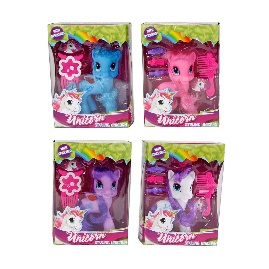 Unicorn met accessoires en stickers 12cm