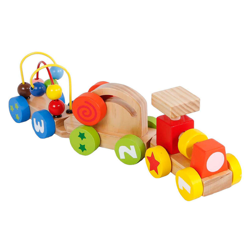 - Houten Trein met Activiteiten Wagons 3dlg.