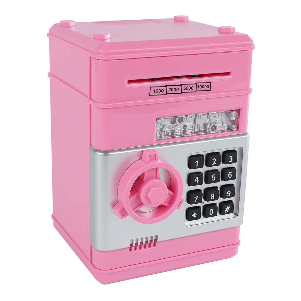 Van manen geldkluis met geheime code roze, 19,5cm