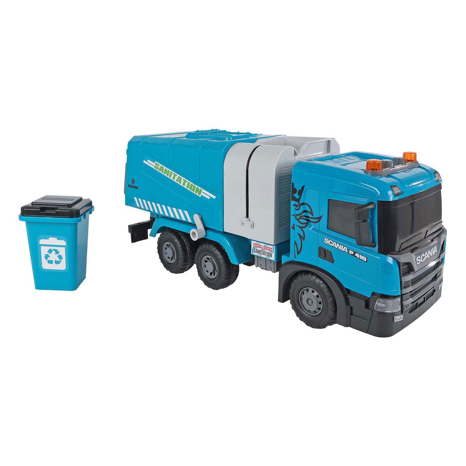 2-play scania vrachtwagen vuilniswagen frictie met licht en geluid