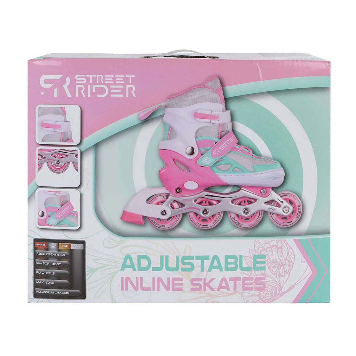 Street Rider - Street Rider inline skeelers roze/groen verstelbaar maat 29-32
