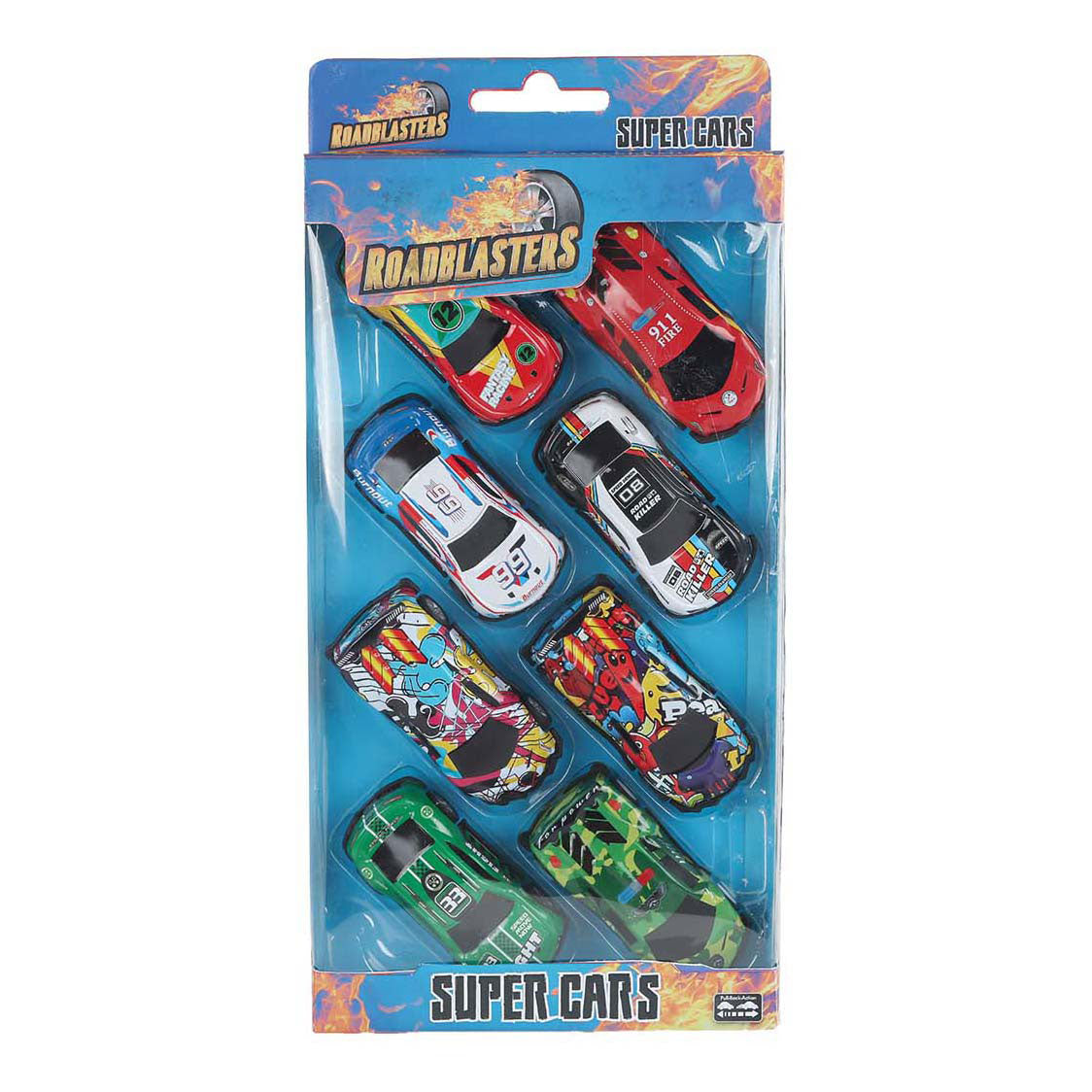 - Roadblasters Auto's Die Cast Pull Back 75cm 8st.