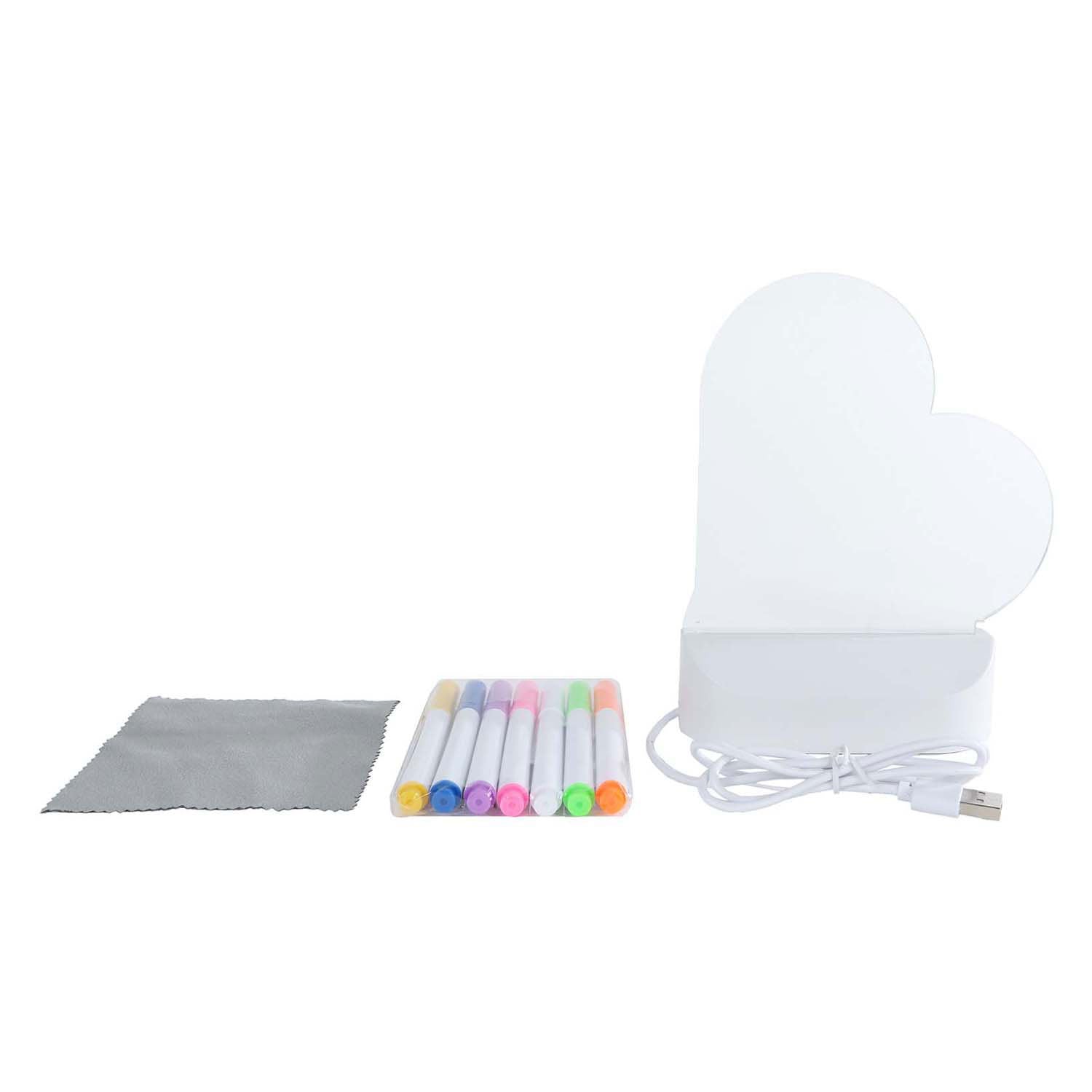 Glamour - Glamour lichtbord hart met usb-aansluiting en 7 stiften 16cm