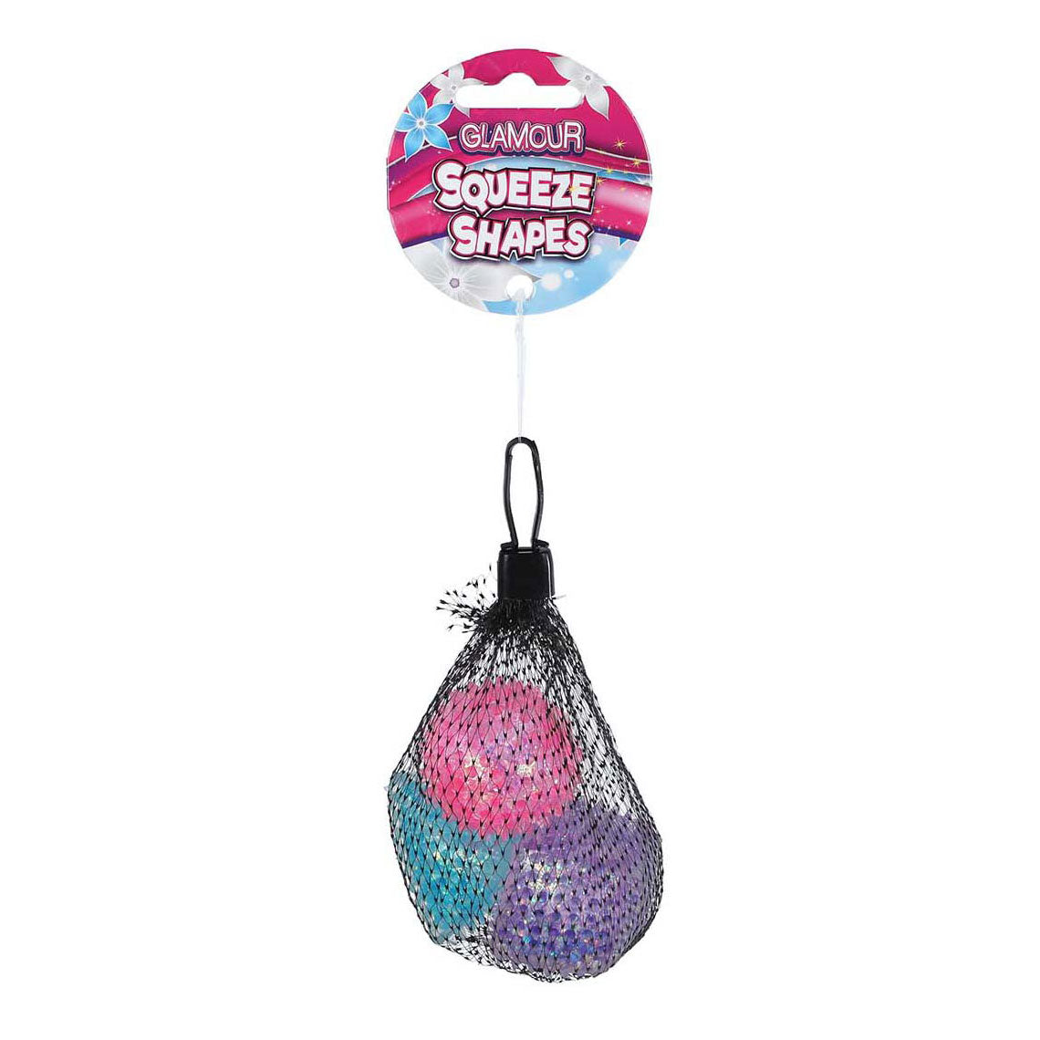 Glamour squishy anti stress bal 4 cm assorti set van 3 | 12 stuks