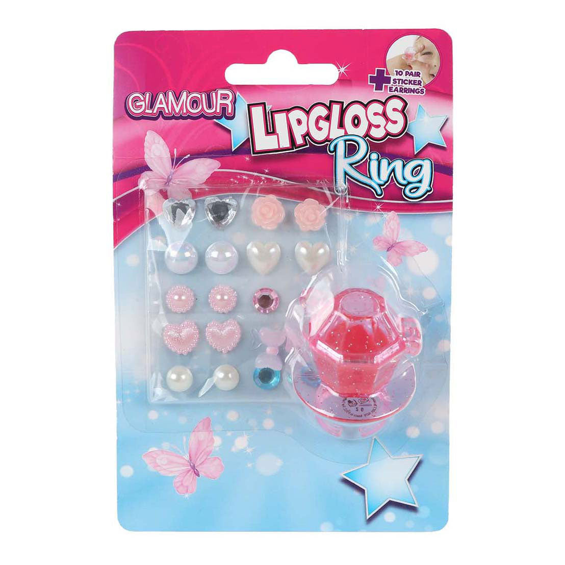 - Glamour Lipgloss Ring en 10 Paar Oorring Stickers