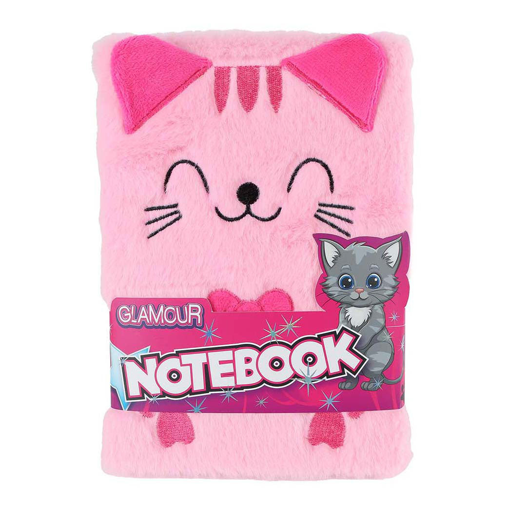 Glamour - Glamour fluffy kat notitieboek a5 roze - 80pag.