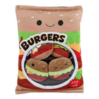 - Fluffy Menu Zak met 4 Hamburgers Pluche - 40cm