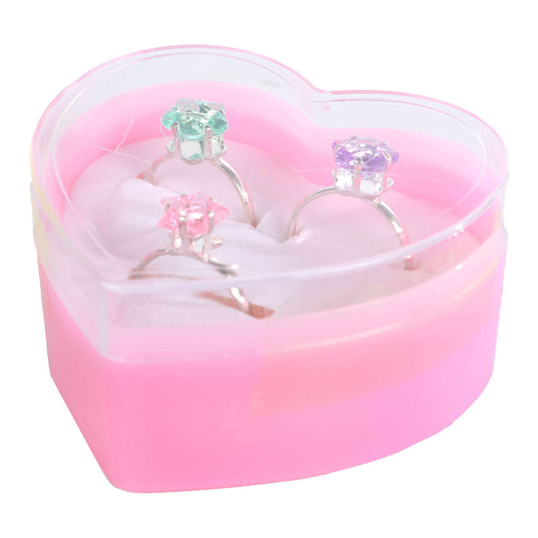 - Glamour Petit Paris Ringen met Diamantjes in Hartendoos - 3st.