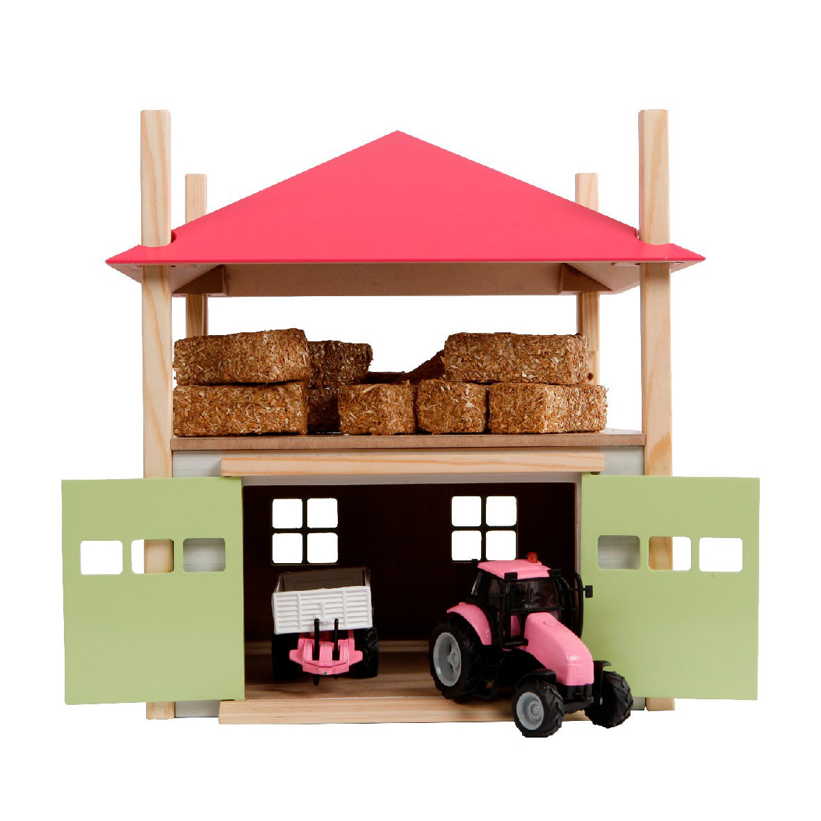 Kids Globe - houten hooiberg met berging 1:32 - roze