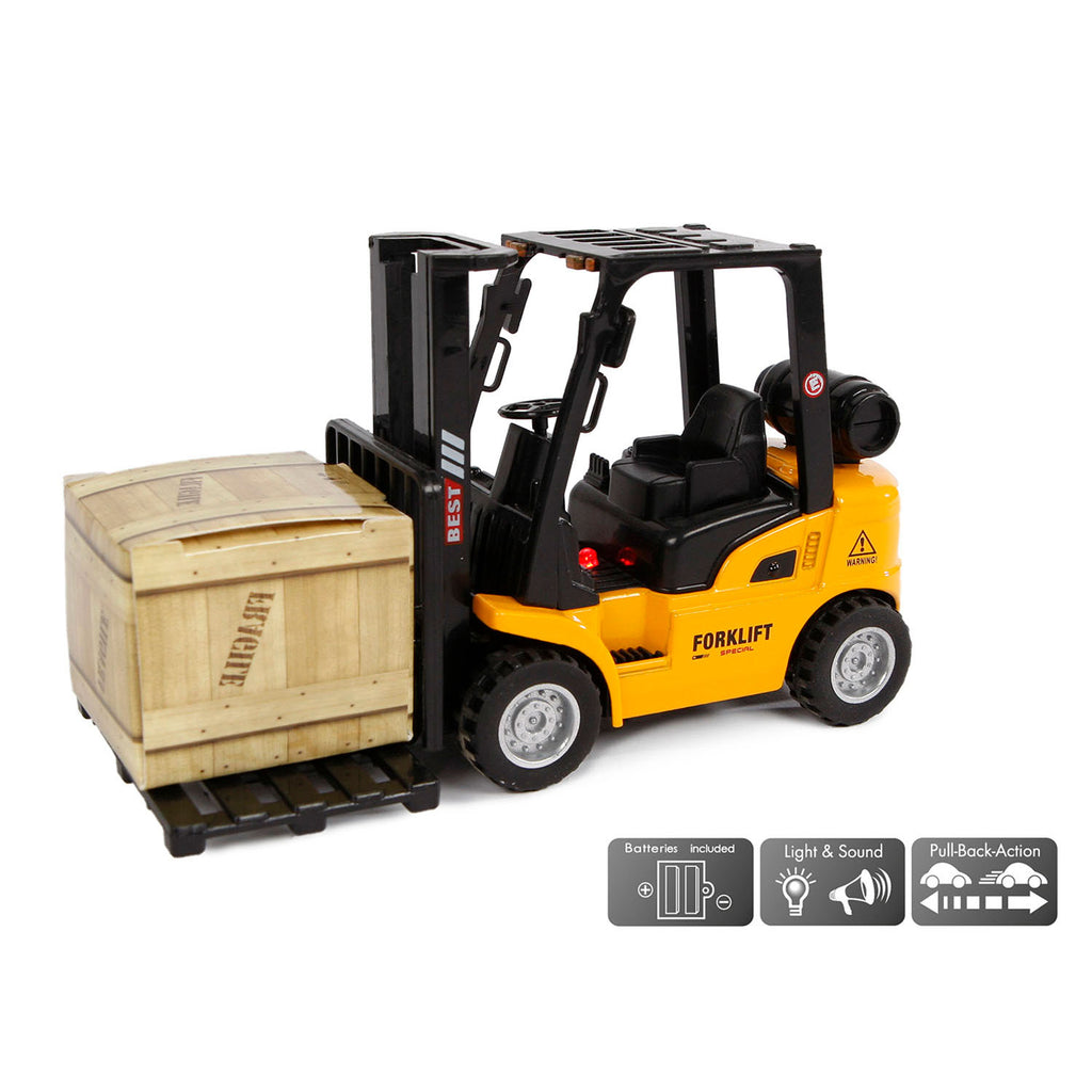 2-play die-cast vorkheftruck met licht en geluid, 14cm