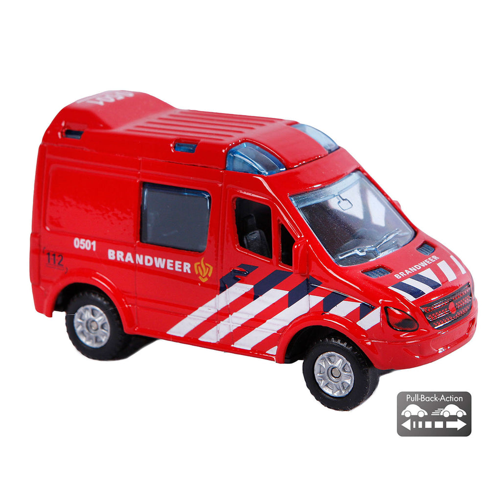 Kids globe die-cast pull-back brandweer 8 cm.