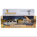 Kids Globe - die-cast land rover met giraffe-trailer 29cm