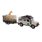 Kids Globe - die-cast land rover met giraffe-trailer 29cm
