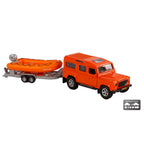 Kids globe die-cast land rover met reddingsboot, 27cm
