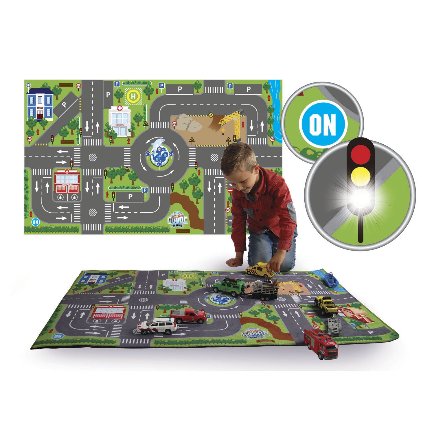 Kids globe speelkleed verkeer met led verkeerslichten