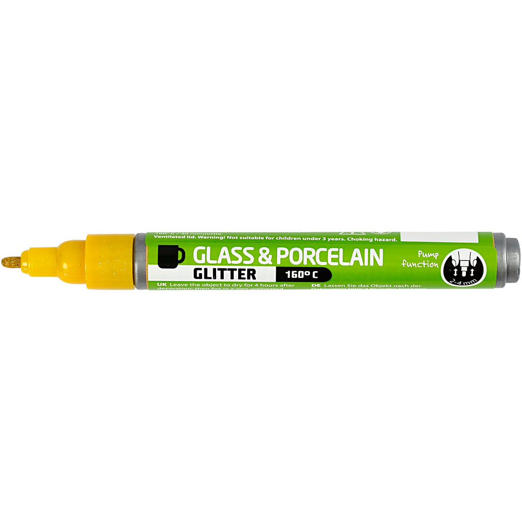 Creativ Company - Creativ Company Https://www.cchobby.nl/glas-porseleinstiften-glitter-lijndikte-2-4-mm-semi-dekkend-geel-1-stuk