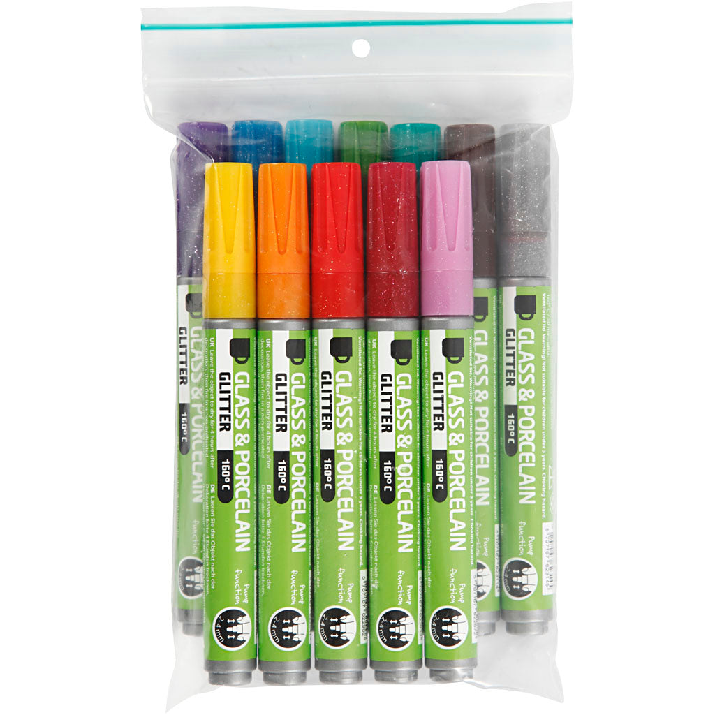 Creativ Company - Creativ Company Https://www.cchobby.nl/glas-porseleinstiften-glitter-lijndikte-2-4-mm-semi-dekkend-diverse-kleuren-12-stuk-1-doos
