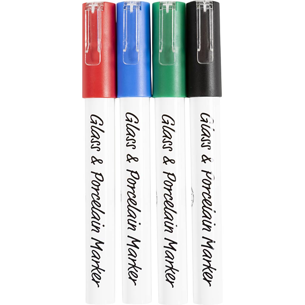 Creativ Company - Creativ Company Https://www.cchobby.nl/glas-porseleinstiften-lijndikte-1-2-mm-semi-dekkend-zwart-blauw-groen-rood-4-stuk-1-doos