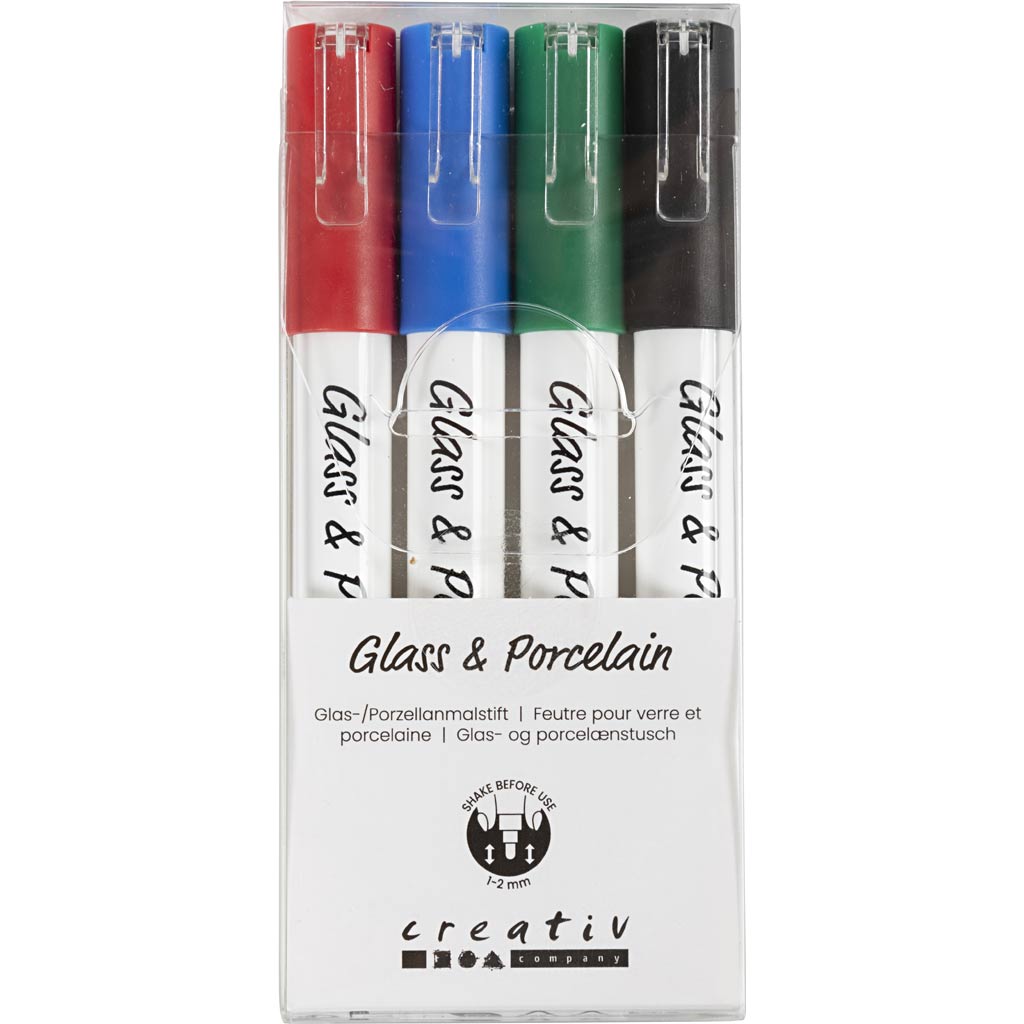 Creativ Company - Creativ Company Https://www.cchobby.nl/glas-porseleinstiften-lijndikte-1-2-mm-semi-dekkend-zwart-blauw-groen-rood-4-stuk-1-doos