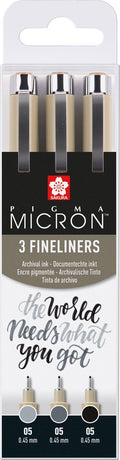 Sakura - Sakura pigma micron 05 fineliner set | 3 pennen zwart & grijs