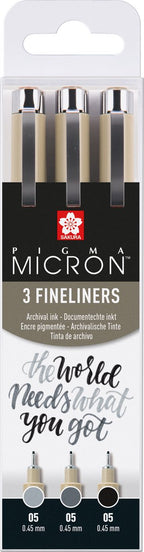 Sakura - Sakura pigma micron 05 fineliner set | 3 pennen zwart & grijs