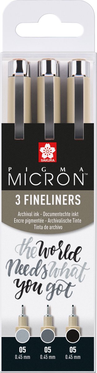 Sakura - Sakura pigma micron 05 fineliner set | 3 pennen zwart & grijs