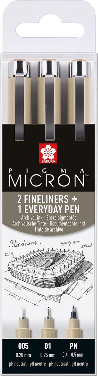 Sakura - Sakura pigma micron etui 3 fineliners zwart 005-01-pn arch.