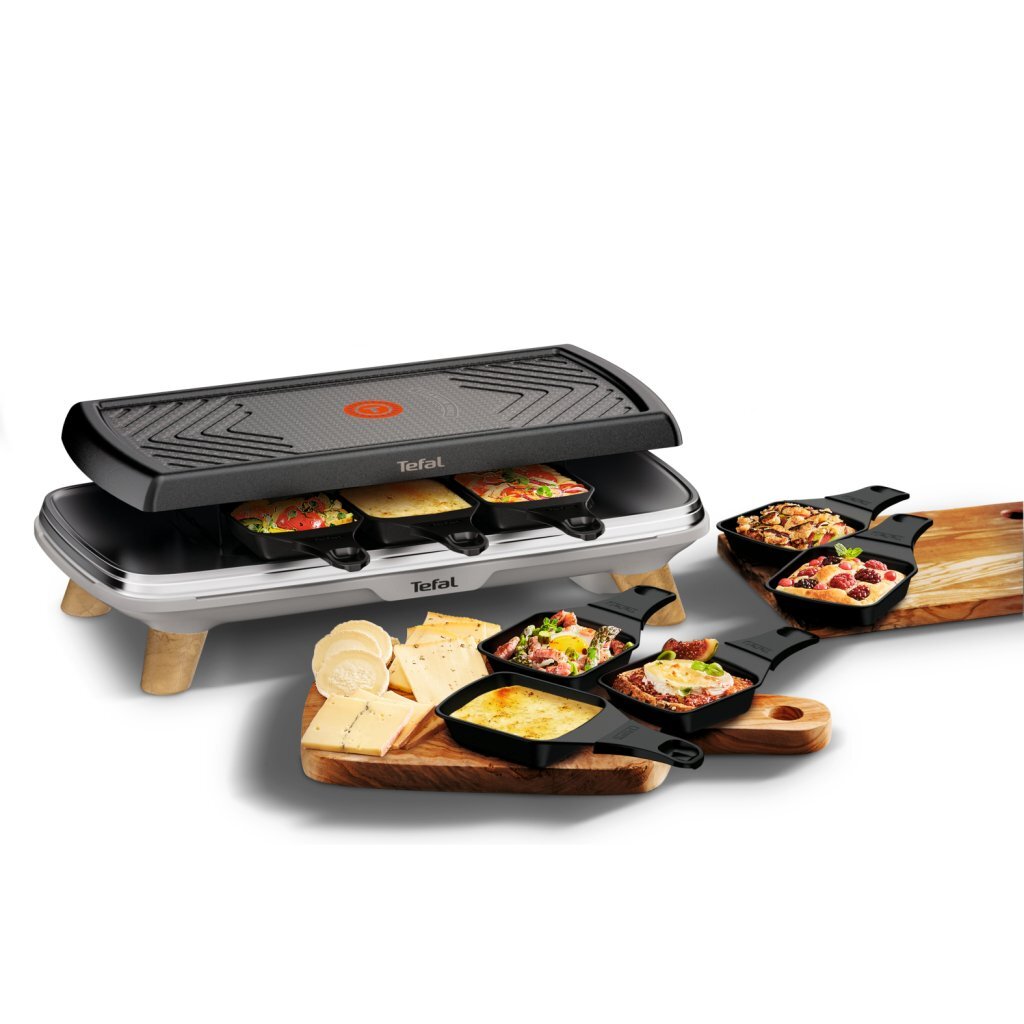 Tefal re610d 3in1 8-persoons raclette zwart rvs hout