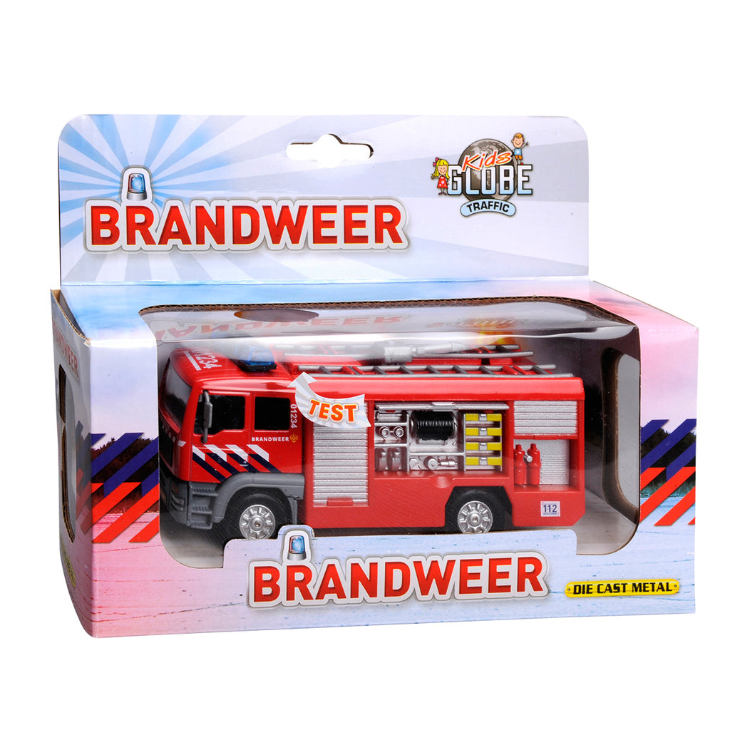 Kids globe die cast brandweer tank auto
