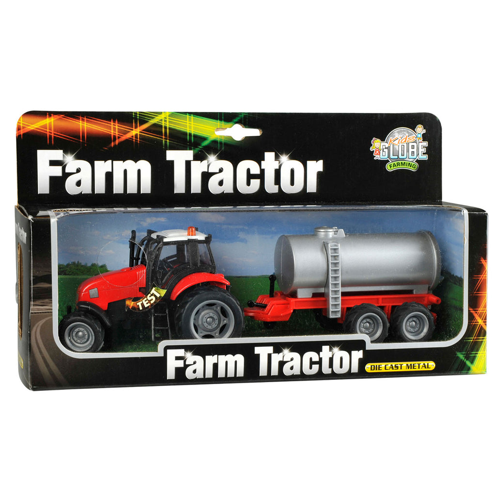 Kids globe tractor met aanhanger licht geluid 1:32