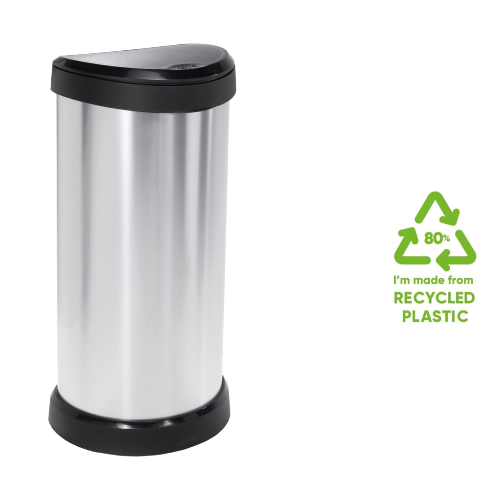 Curver decobin 40l push zilver zwart