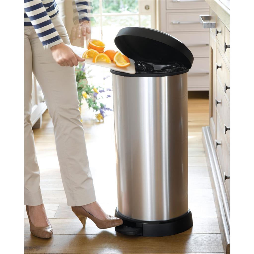 Curver - Curver decobin pedaalemmer ovaal 40l zilver/zwart
