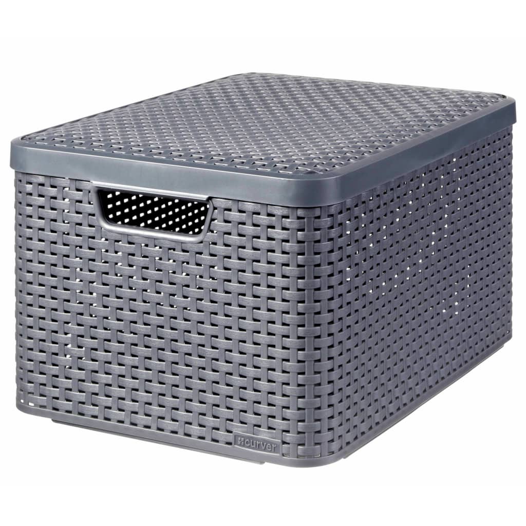 Curver opbergboxen met deksel 3 st style l antraciet