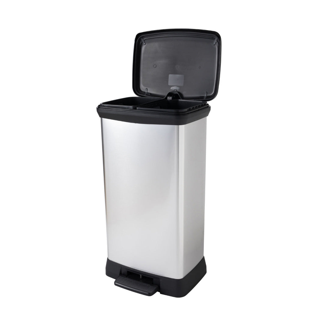 Curver deco bin duo 23l+23l zilver