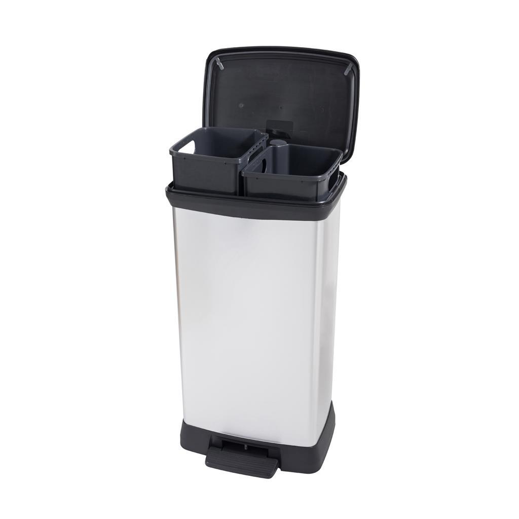 Curver deco bin duo 23l+23l zilver