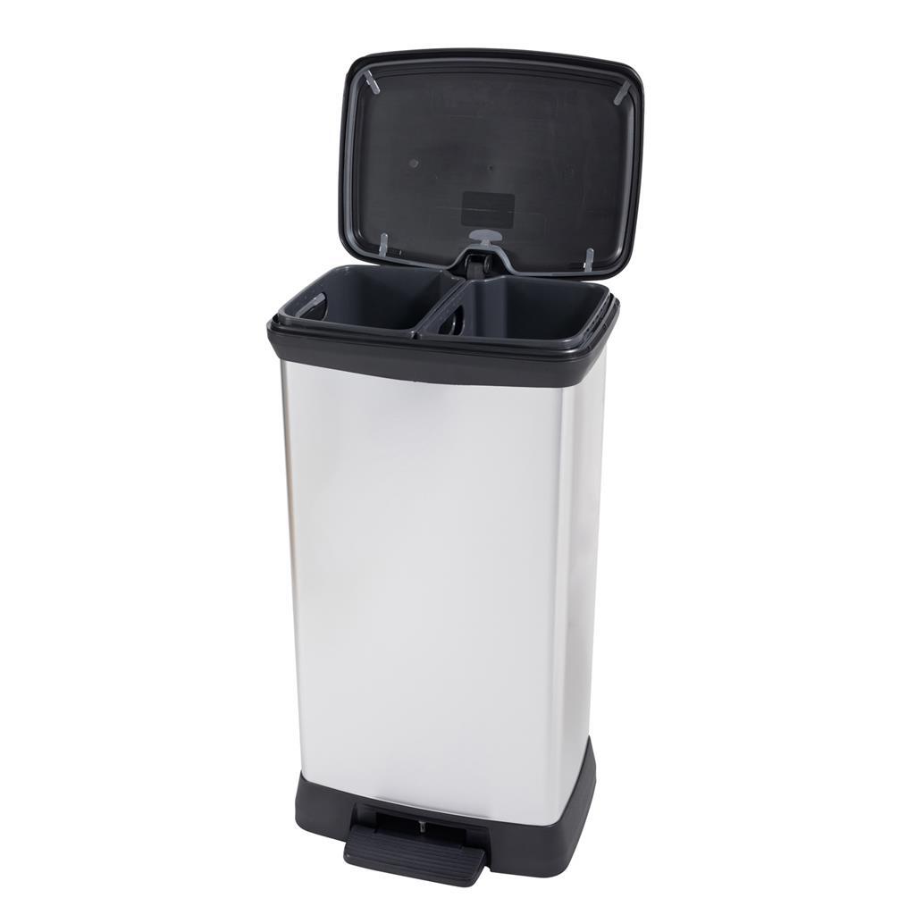 Curver deco bin duo 23l+23l zilver