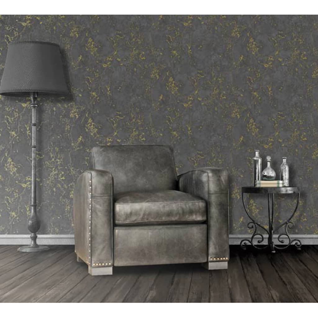 Dutch wallcoverings behang marble zwart en goud