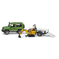 Bruder - Bruder landrover + aanhanger met graafmachine