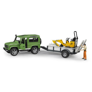 Bruder - Bruder landrover + aanhanger met graafmachine
