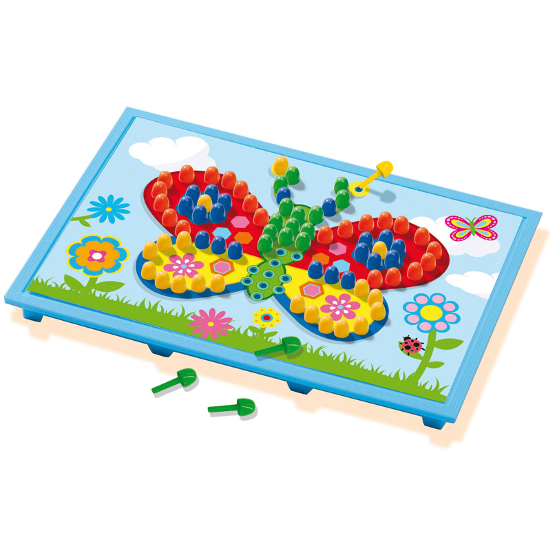 Ses creative - mozaïekbord met kaarten - met 100 gekleurde pinnen en 4 kaarten om te mozaïeken