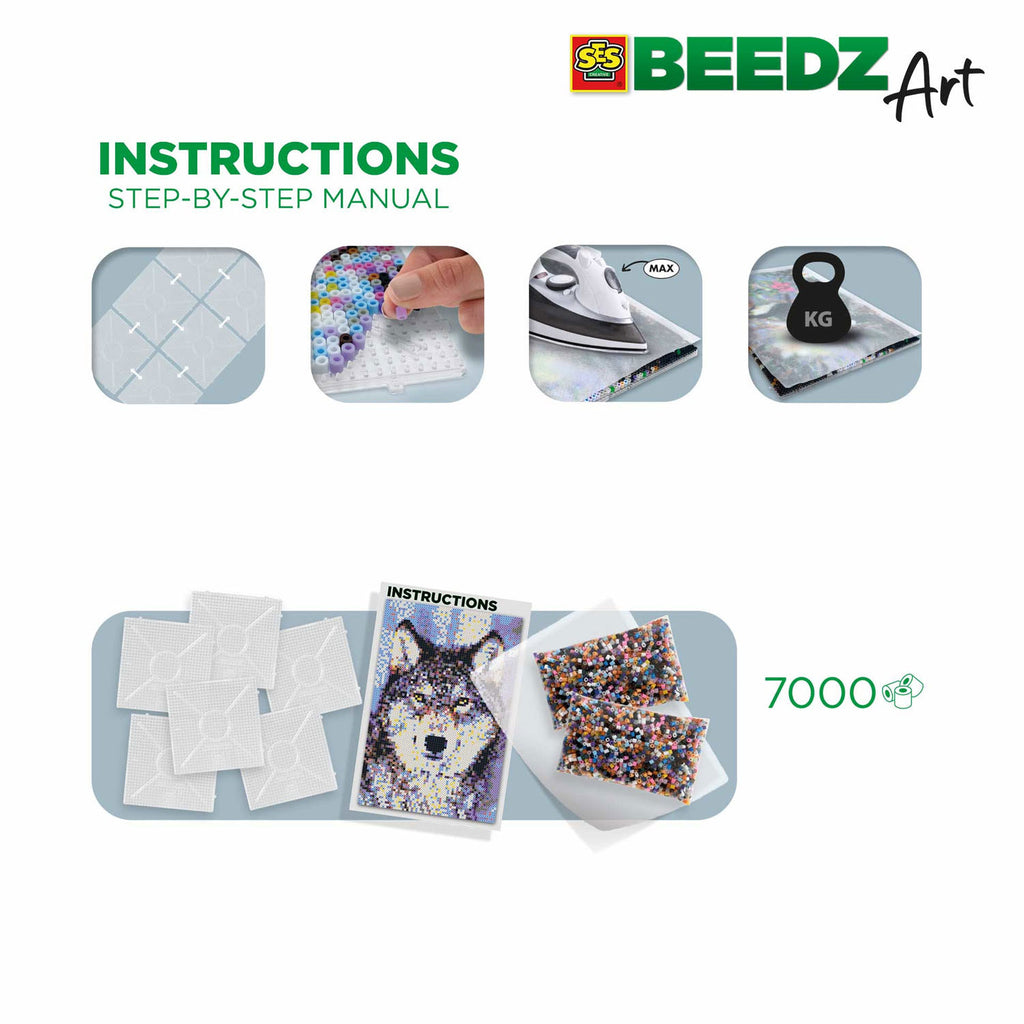 Ses beedz art: strijkkralen wolf | 2 stuks