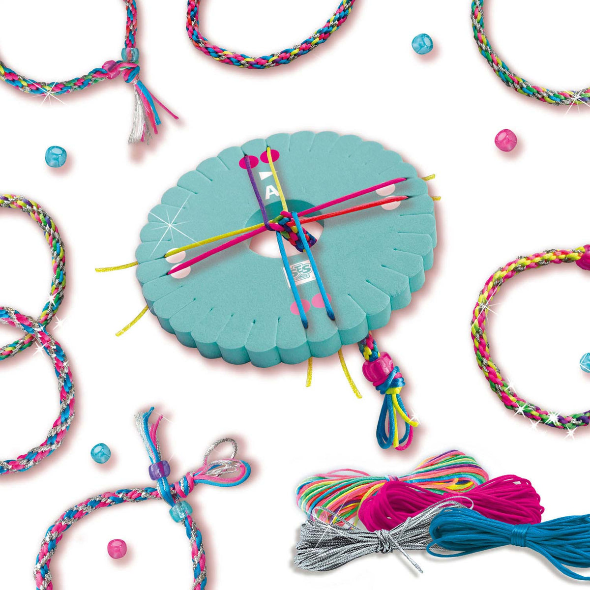 Ses creative - hobby pink - bff vriendschapsarmbandjes - knutselen meisjes - armbanden maken - 4 kleuren - vanaf 5 jaar