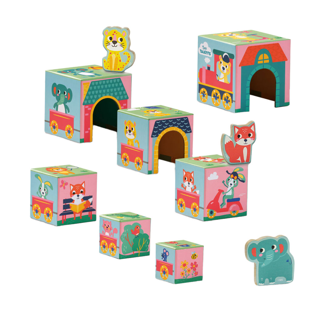 SES - tiny talents stapelblokken toren met dieren figuren