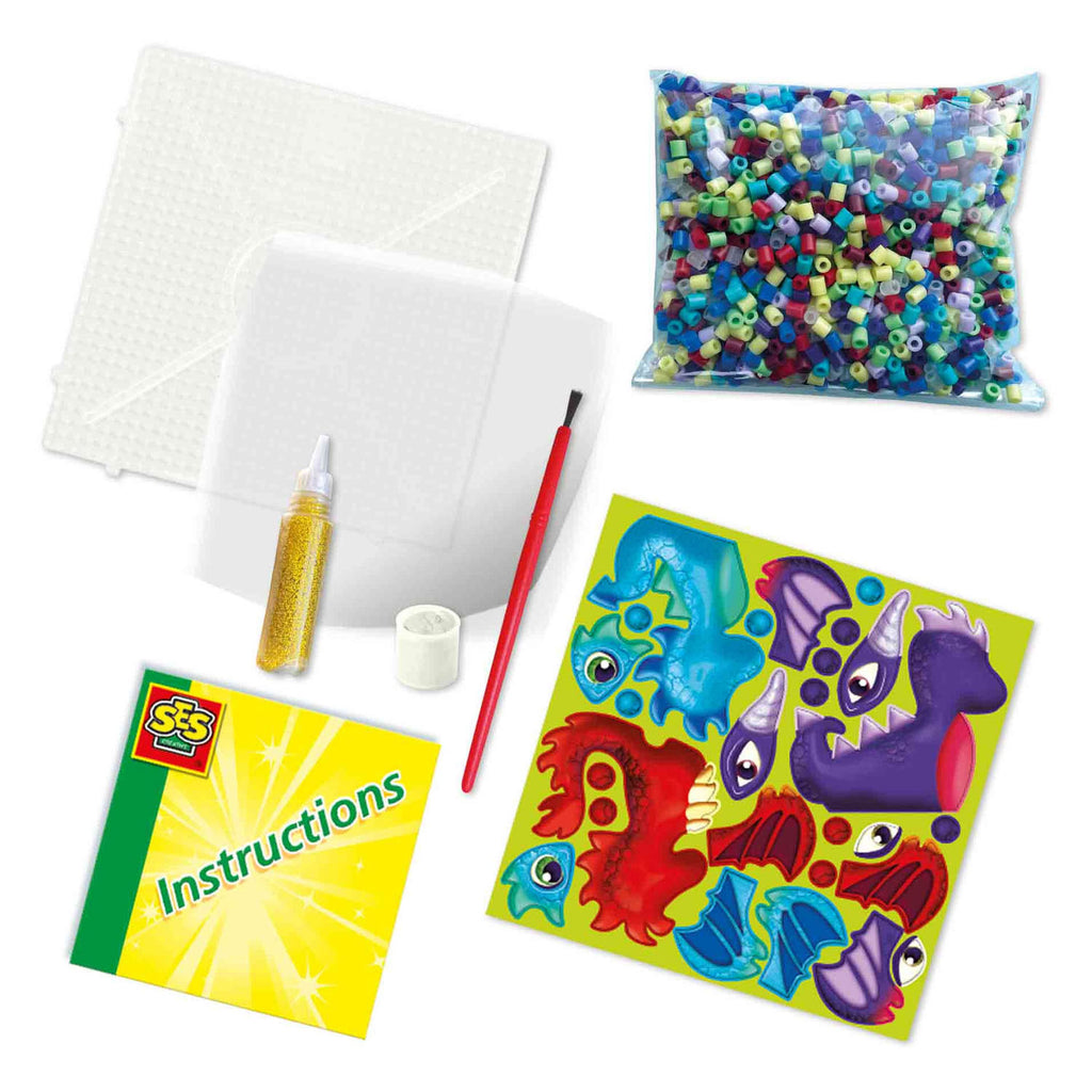 Ses creative beedz strijkkralen set - draken 3d - voor jongens vanaf 5 jaar - 1800 stuks - knutselen - pvc-vrij - schoencadeautjes sinterklaas